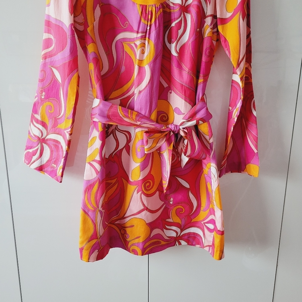 Banana Republic Pink and Yellow Long Sleeve Dress - Picture 4 of 11